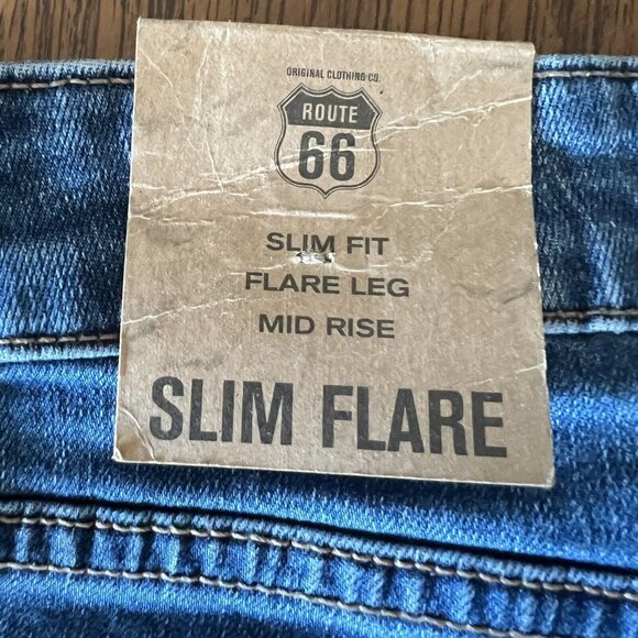 Route 66 Women's Flare Slim Fit Stretch Blue Denim Jeans Size 30 Mid Rise NWT - Picture 6 of 11